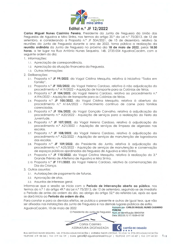 Edital n.º JF 12/2022