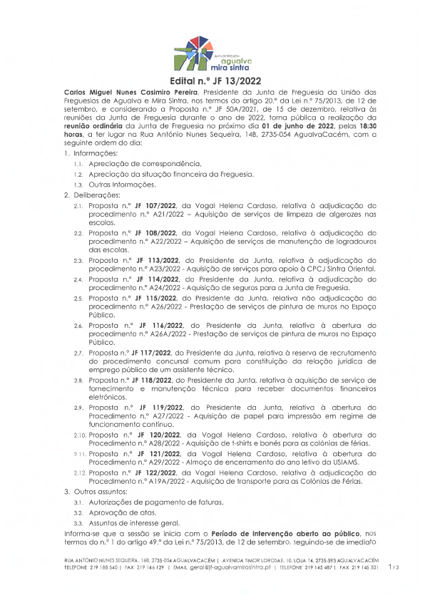 Edital n.º JF 13/2022
