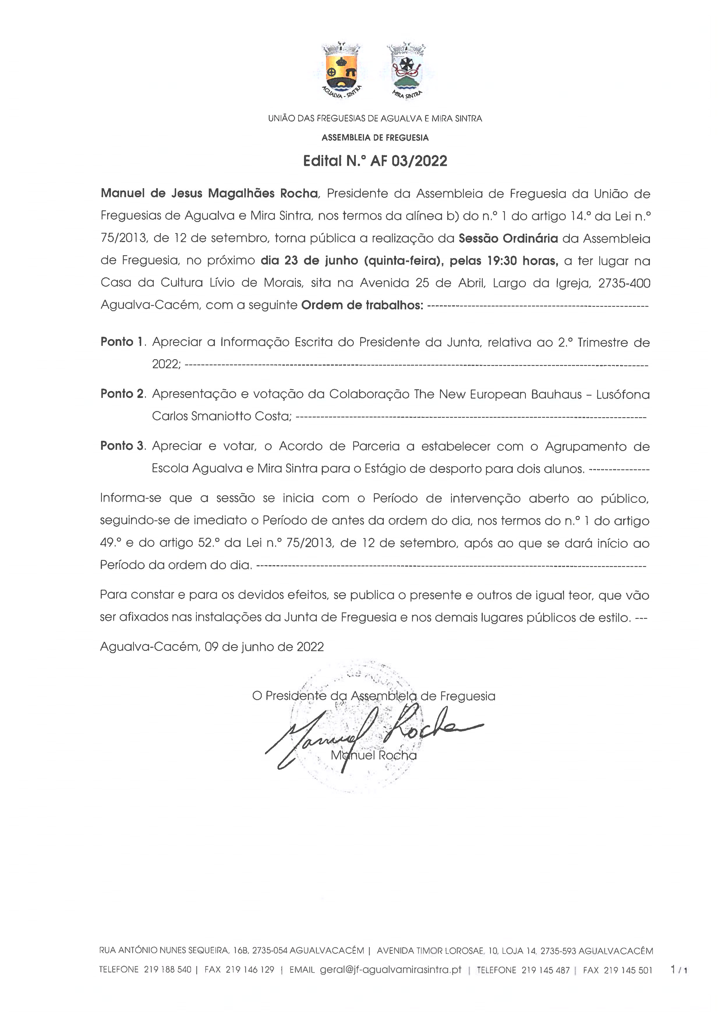 Edital n.º AF 03/2022
