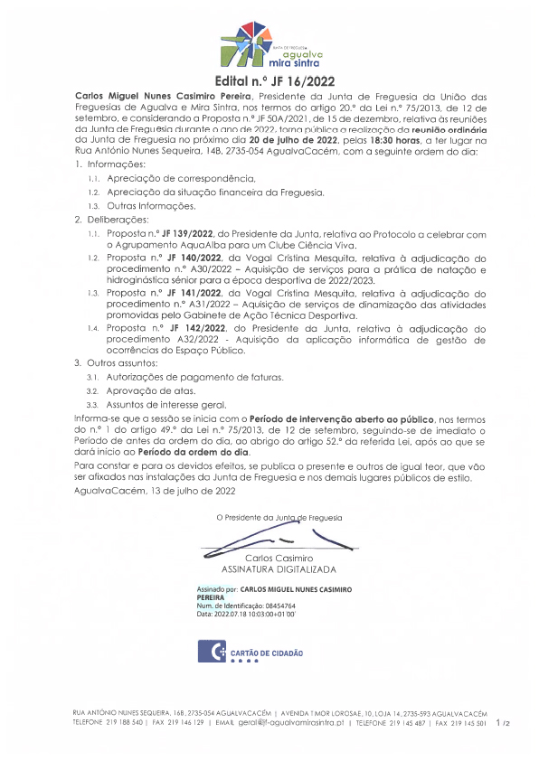 Edital n.º JF 16/2022