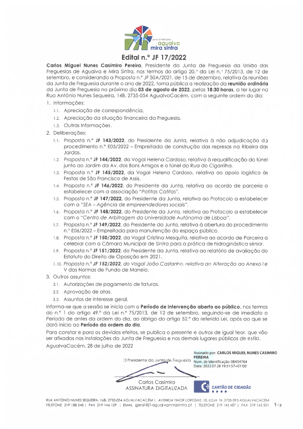 Edital n.º JF 17/2022