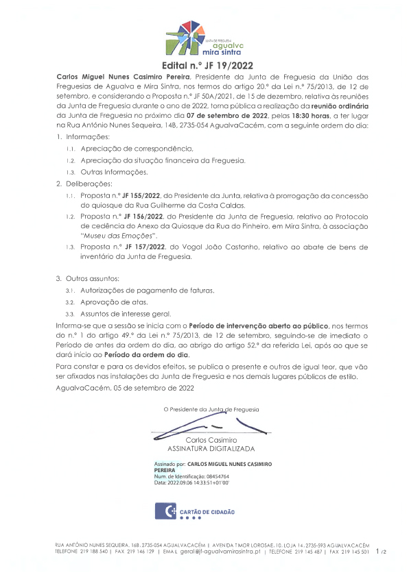 Edital n.º JF 19/2022