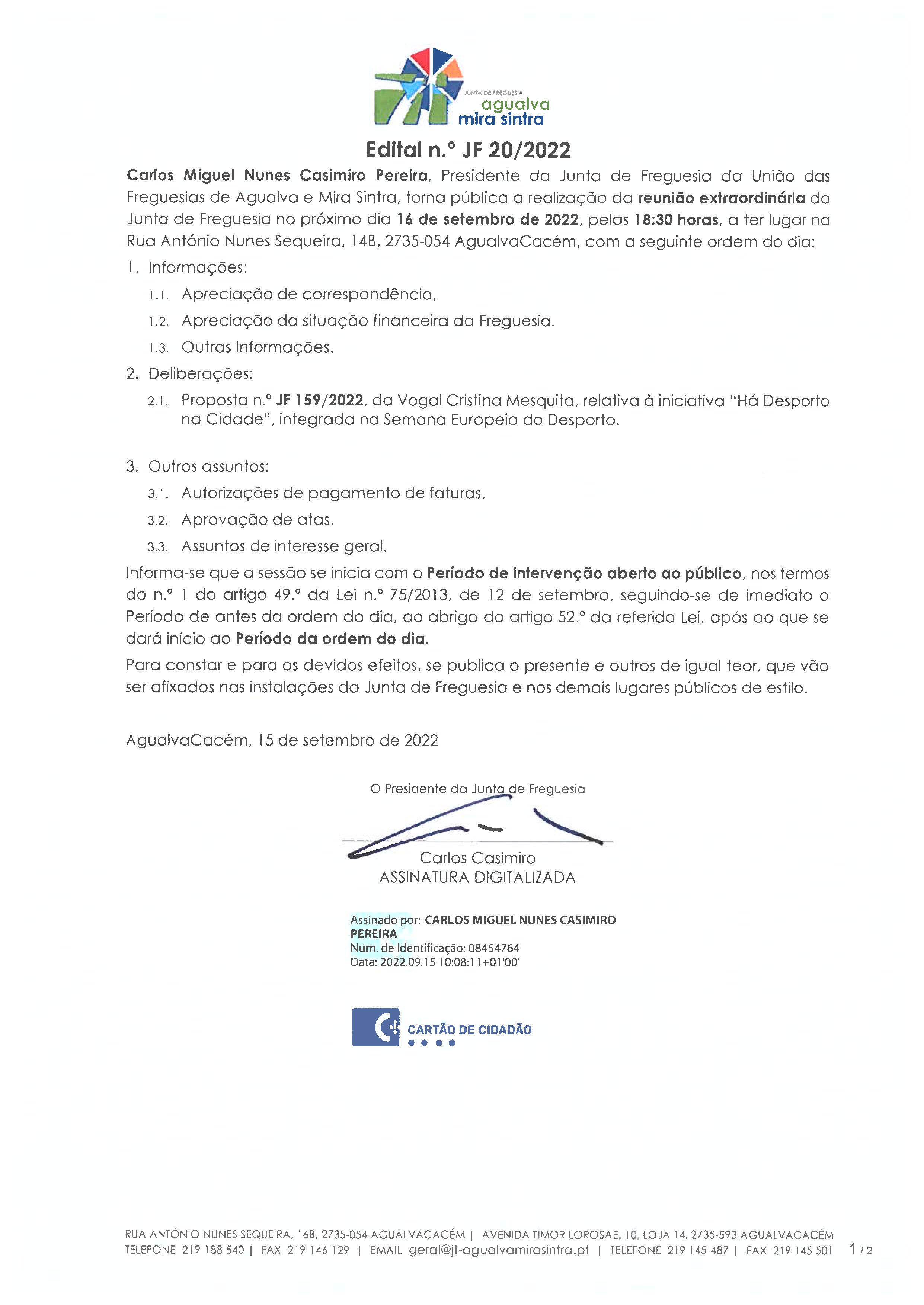 Edital n.º JF 20/2022