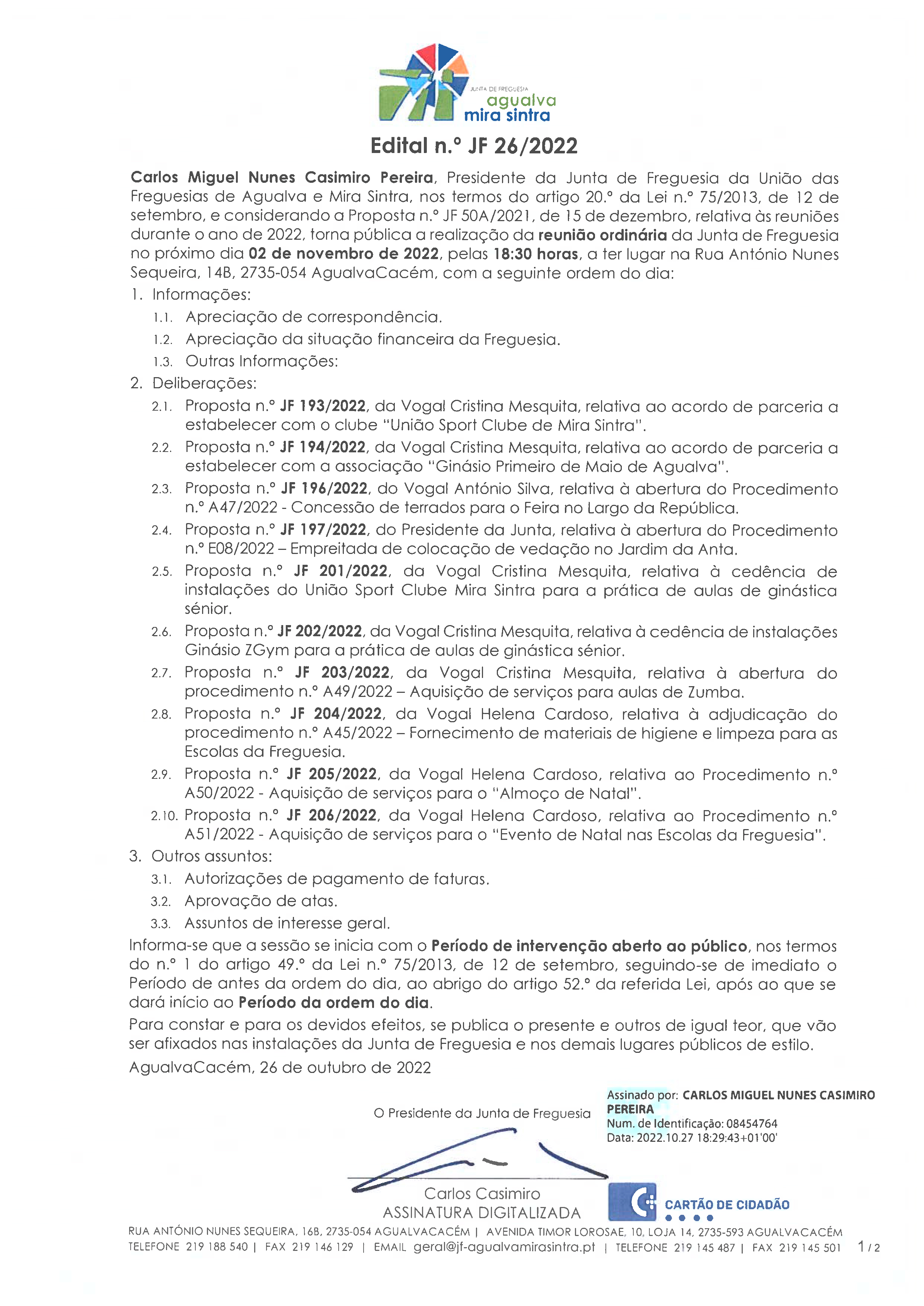 Edital n.º JF 26/2022