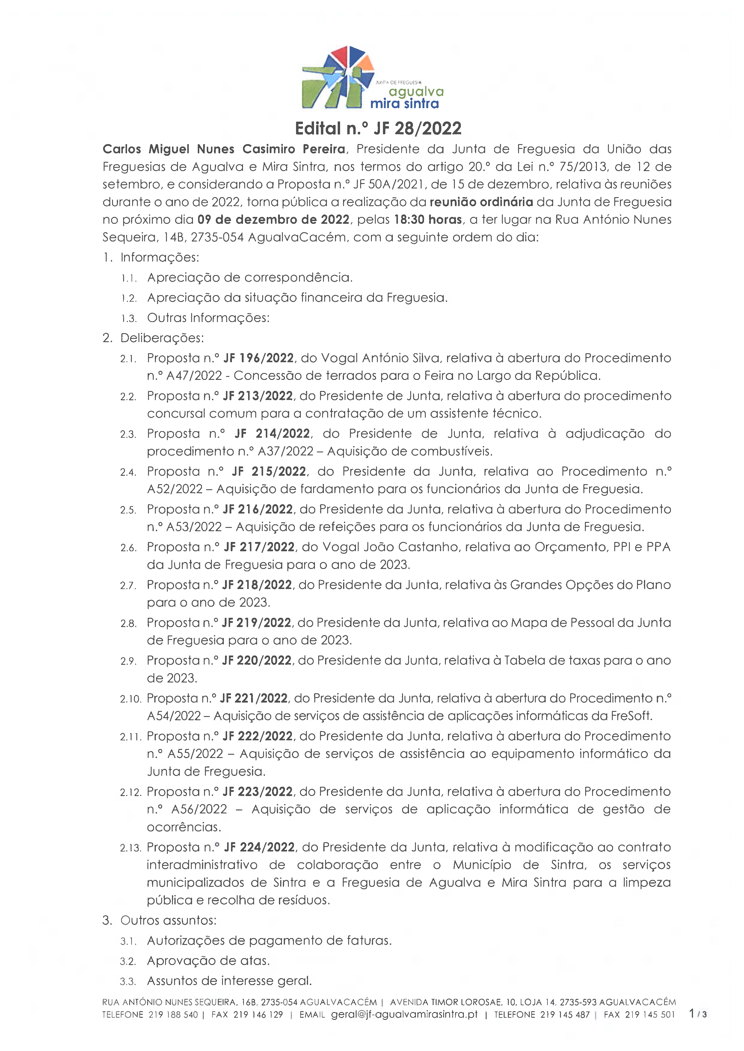 Edital n.º JF 28/2022