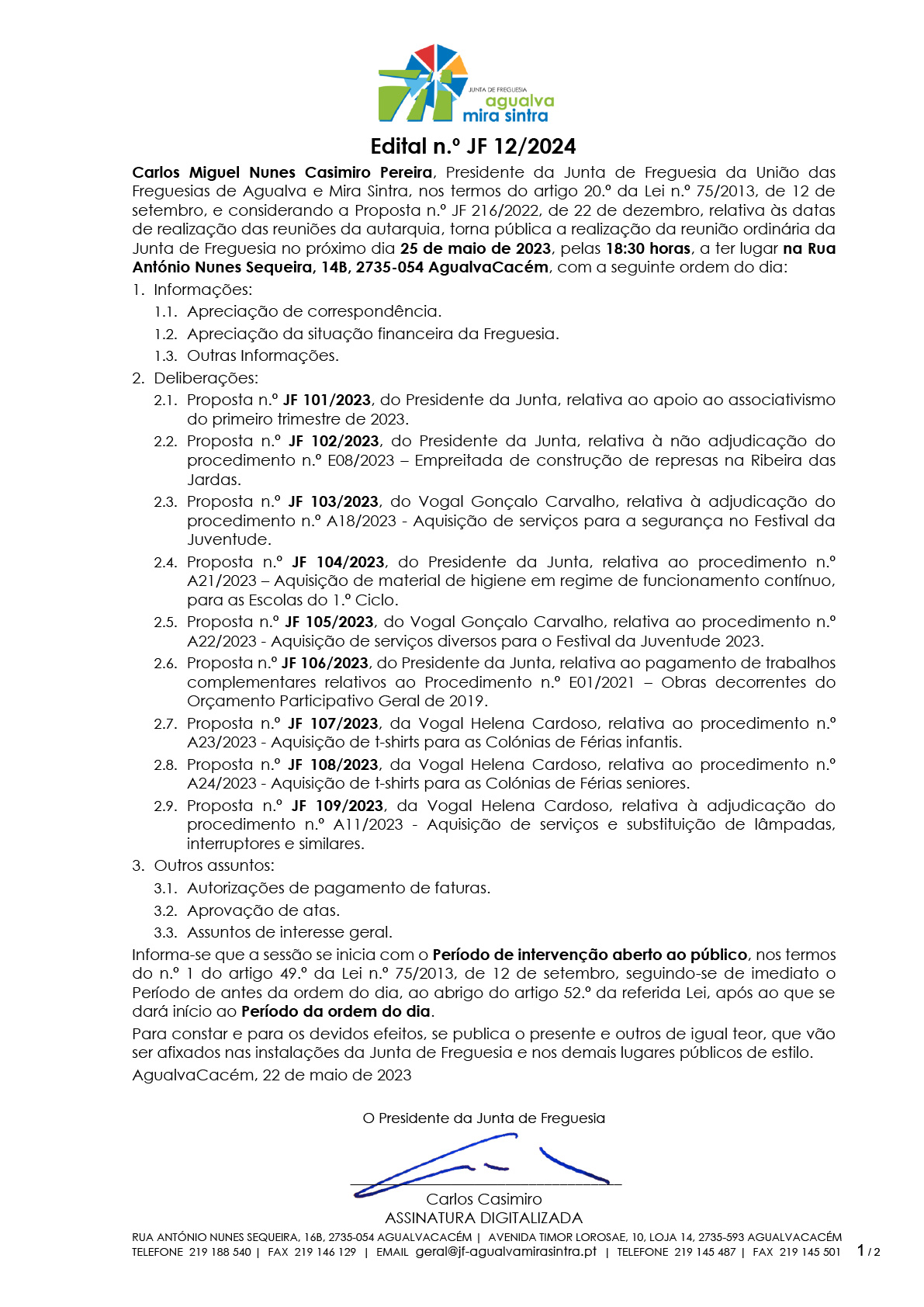 Edital n.º JF 12/2023 Edital n.º JF 12/2023