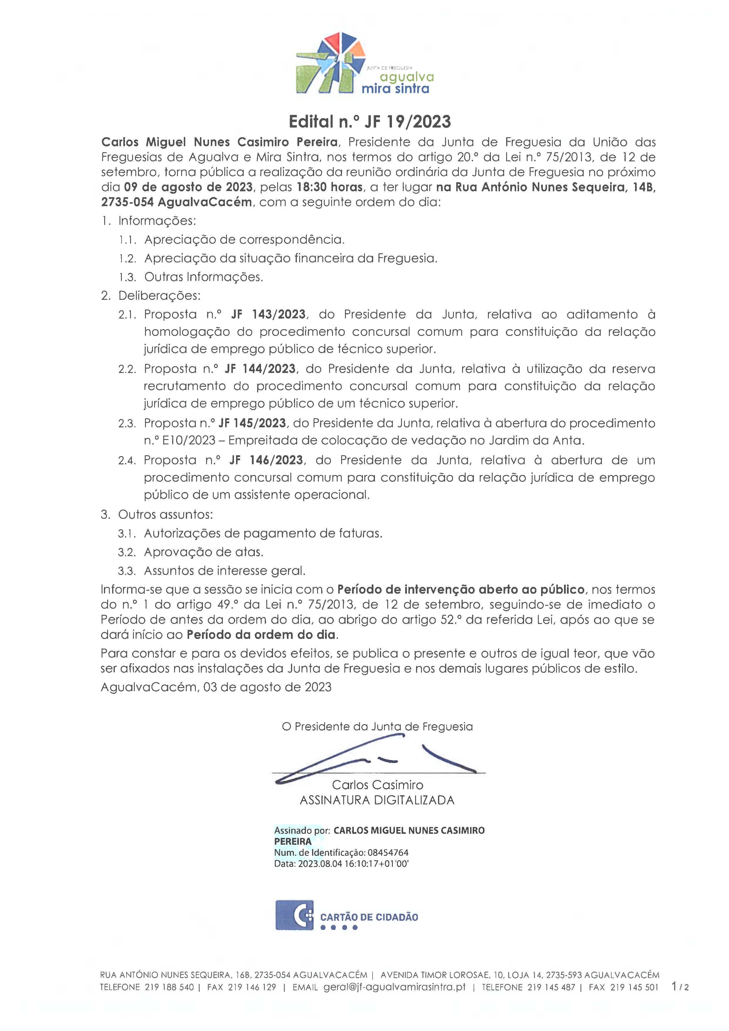 Edital n.º JF 19/2023