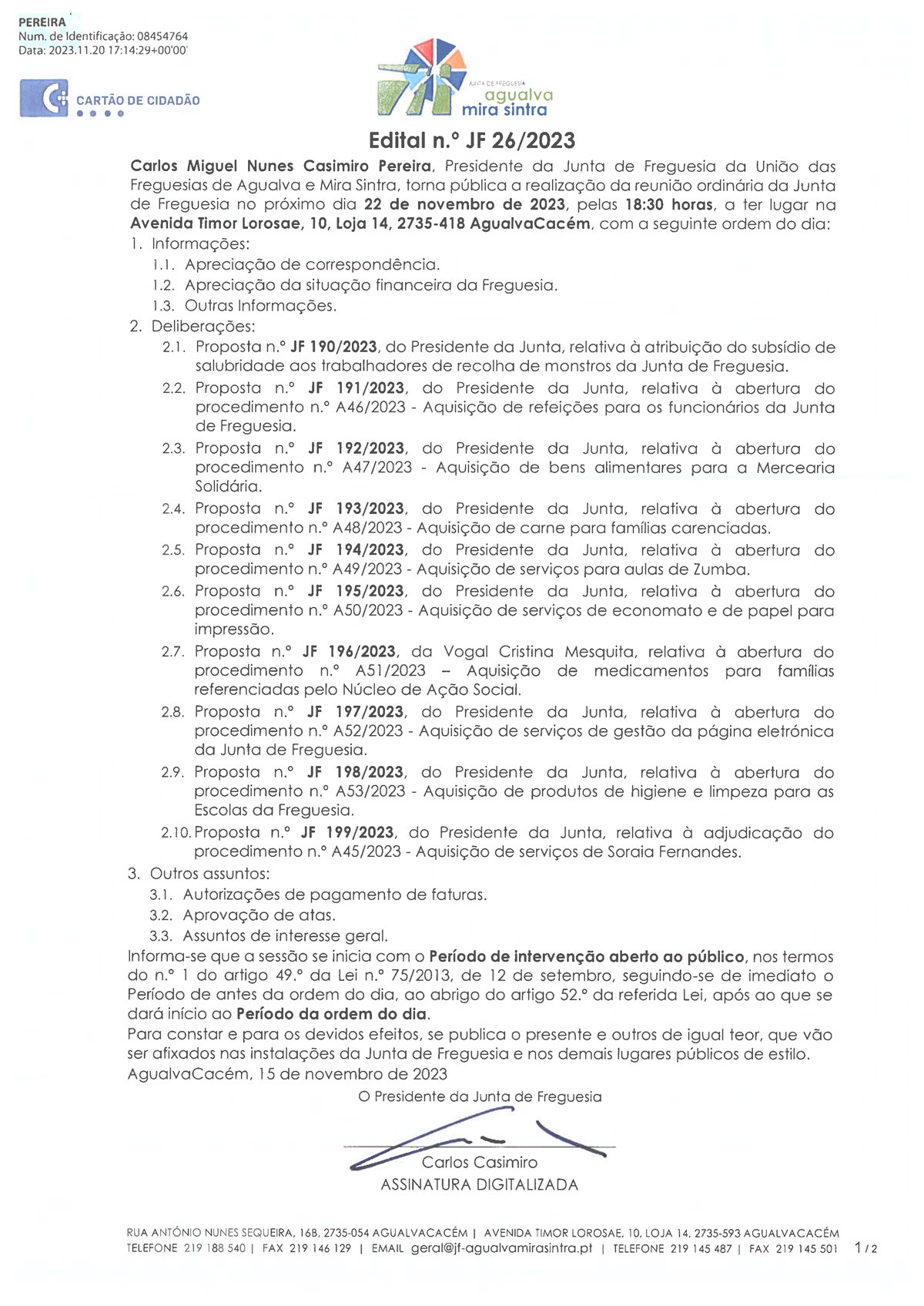 Edital n.º JF 26/2023 Edital n.º JF 26/2023