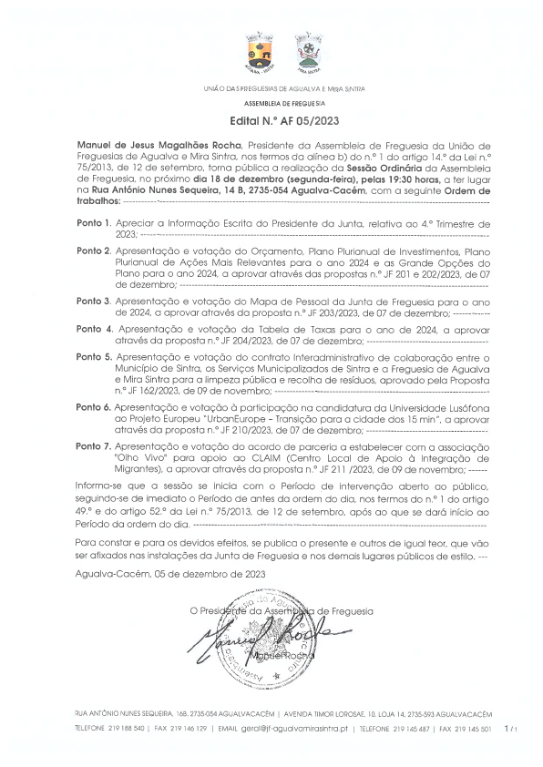 Edital n.º AF 05/2023