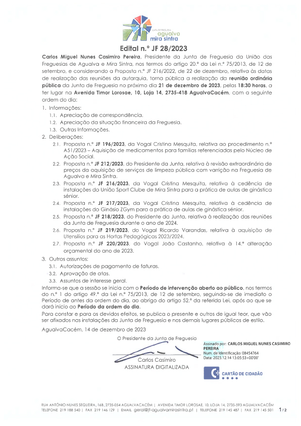 Edital n.º JF 28/2023 Edital n.º JF 28/2023