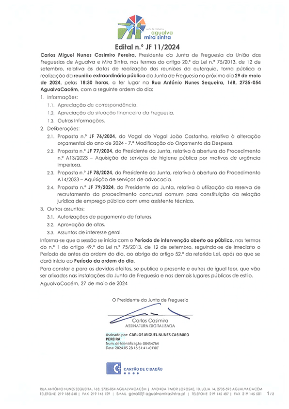 Edital n.º JF 11/2024 Edital n.º JF 11/2024
