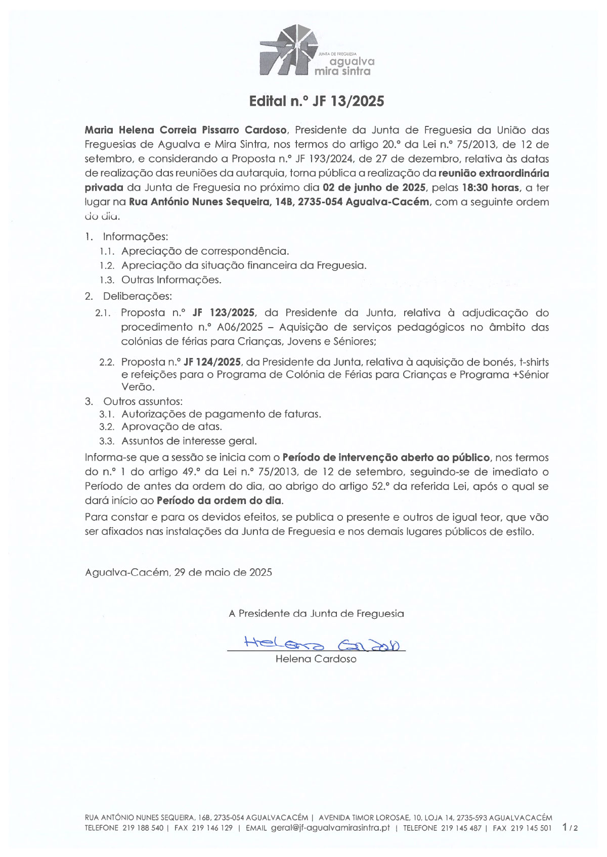 Edital n.º JF 13/2025