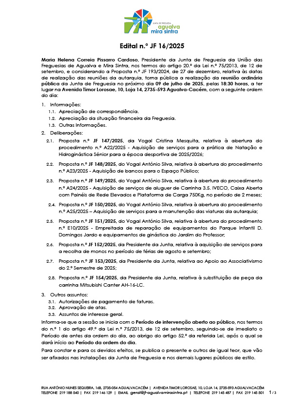 Edital n.º JF 16/2025