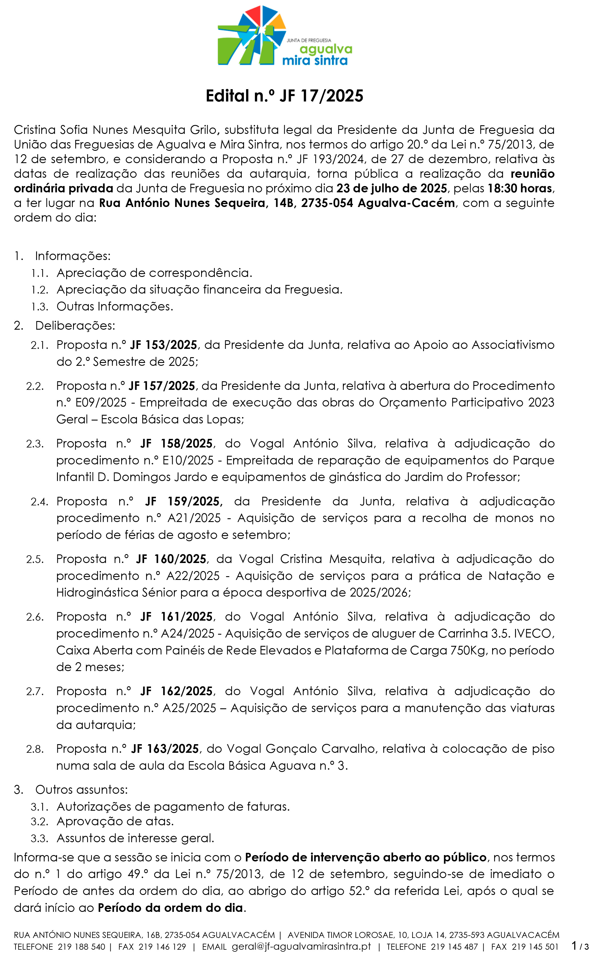 Edital n.º JF 17/2025