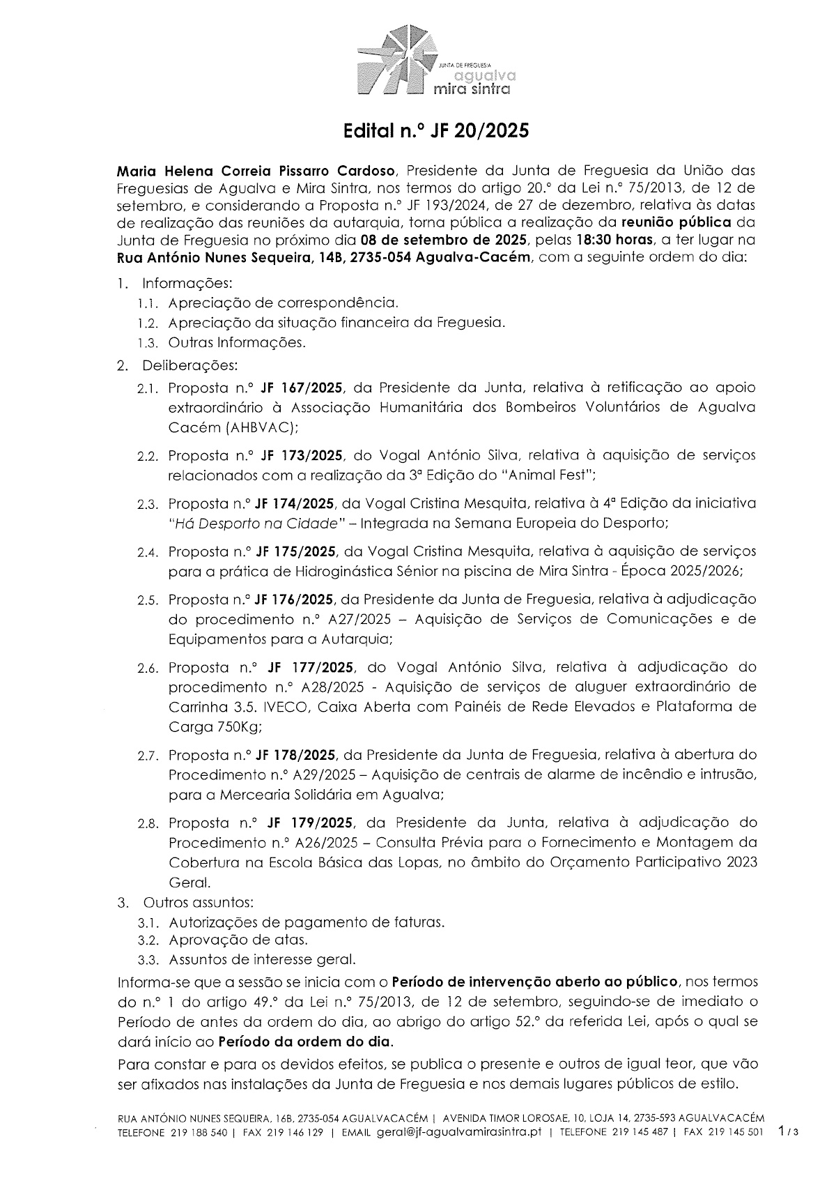 Edital n.º JF 20/2025