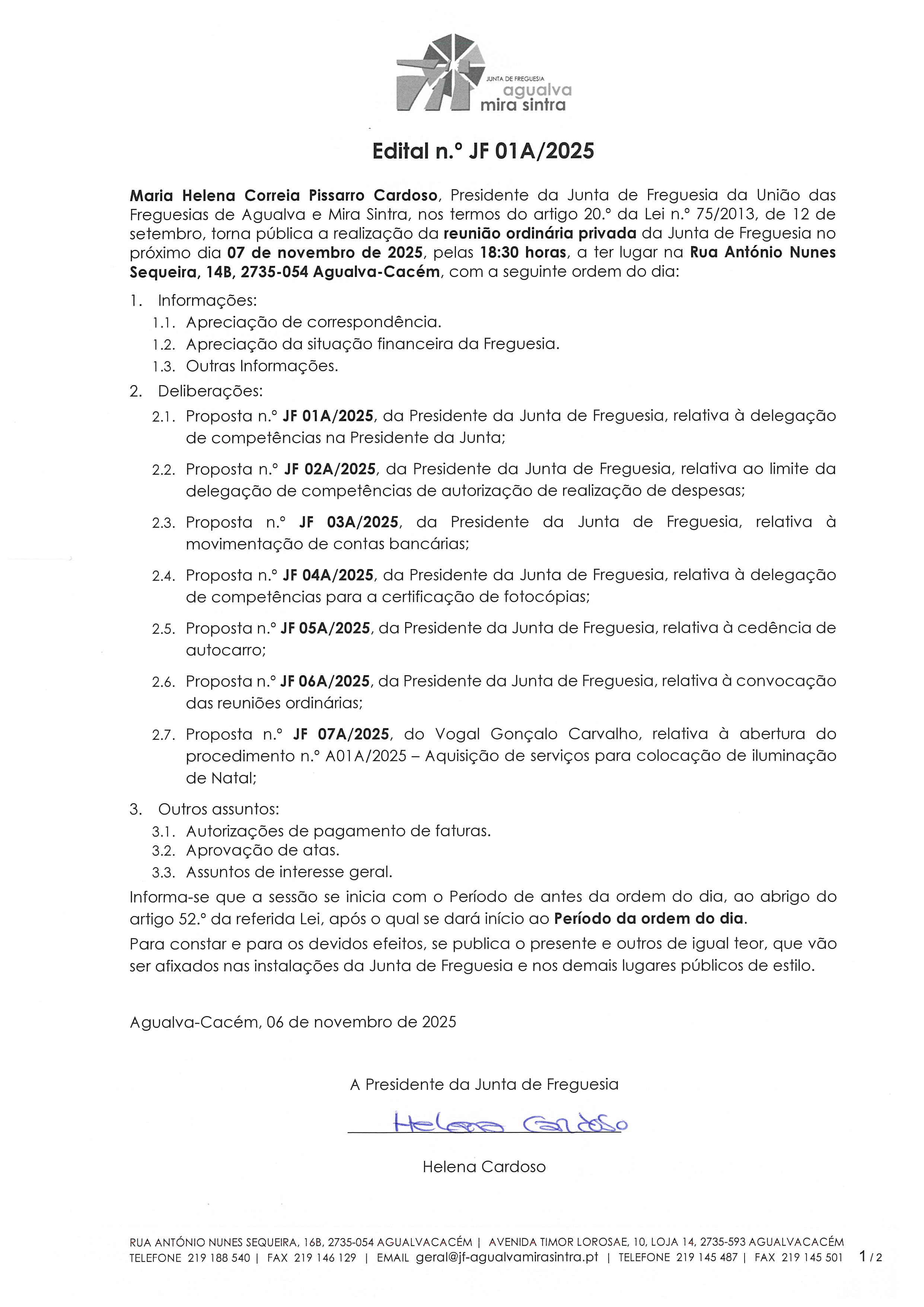 Edital n.º JF 01A/2025