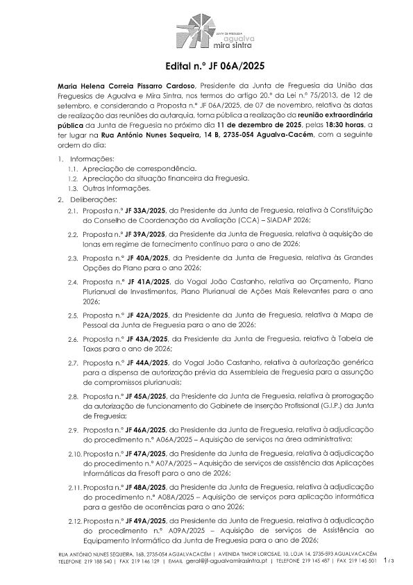 Edital n.º JF 06A/2025