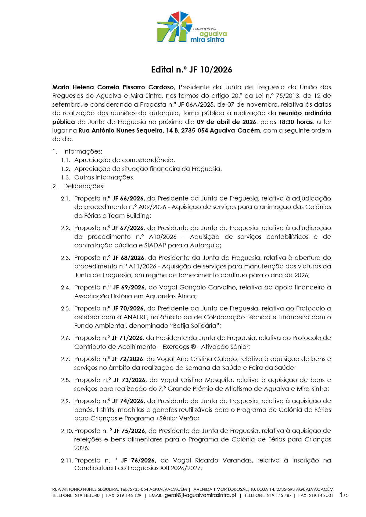 Edital n.º JF 10/2026