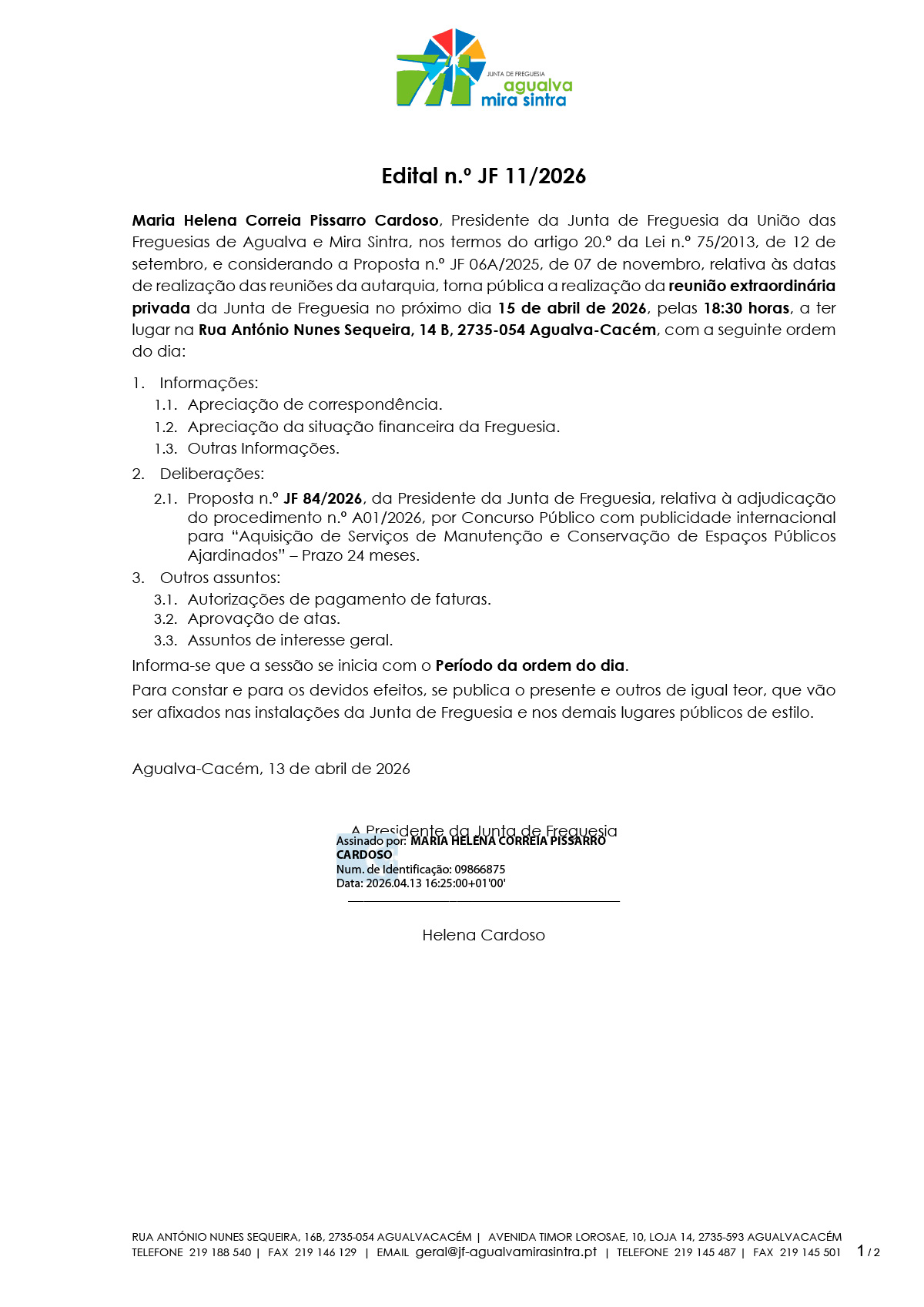 Edital n.º JF 11/2026