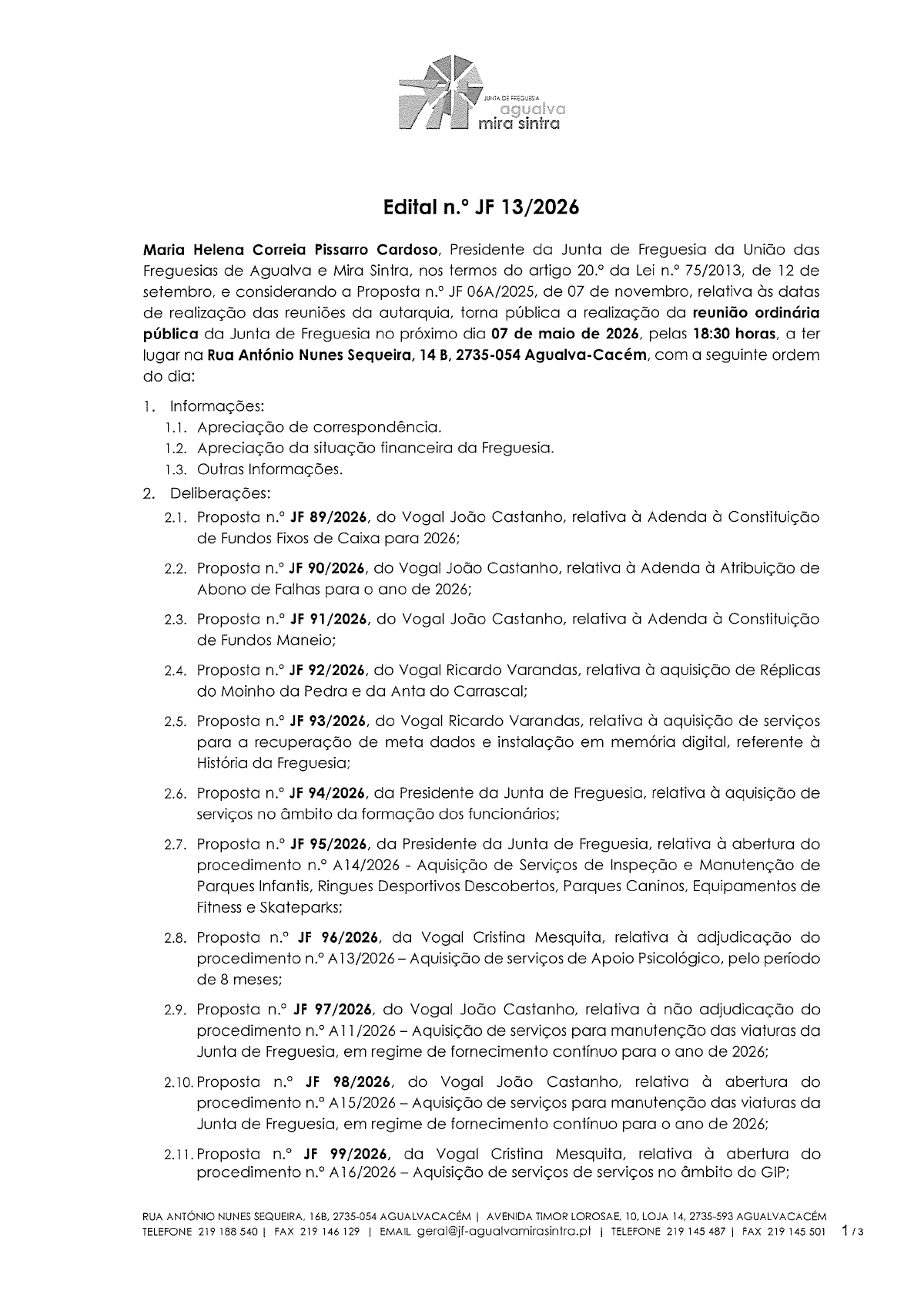 Edital n.º JF 13/2026