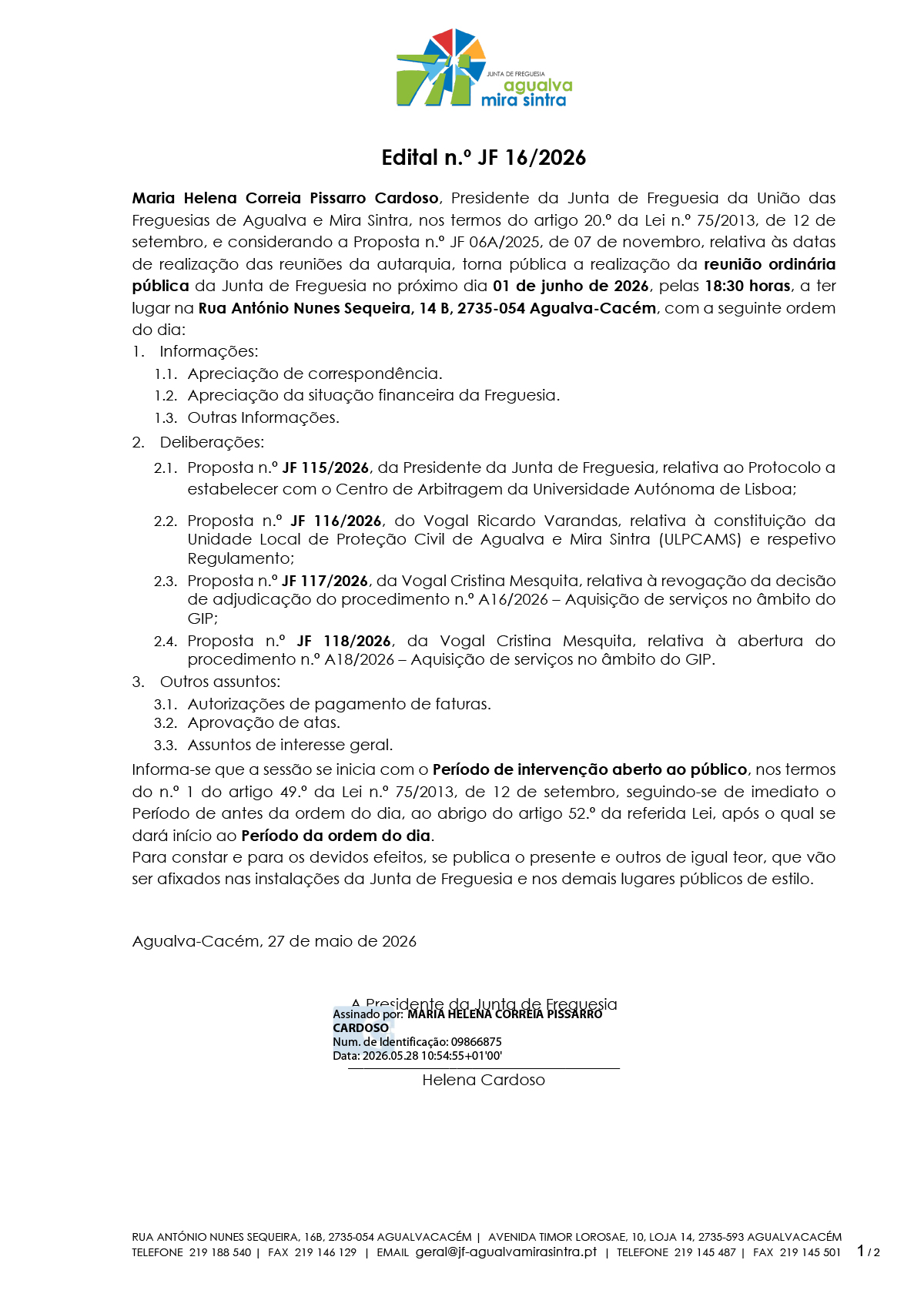 Edital n.º JF 16/2026