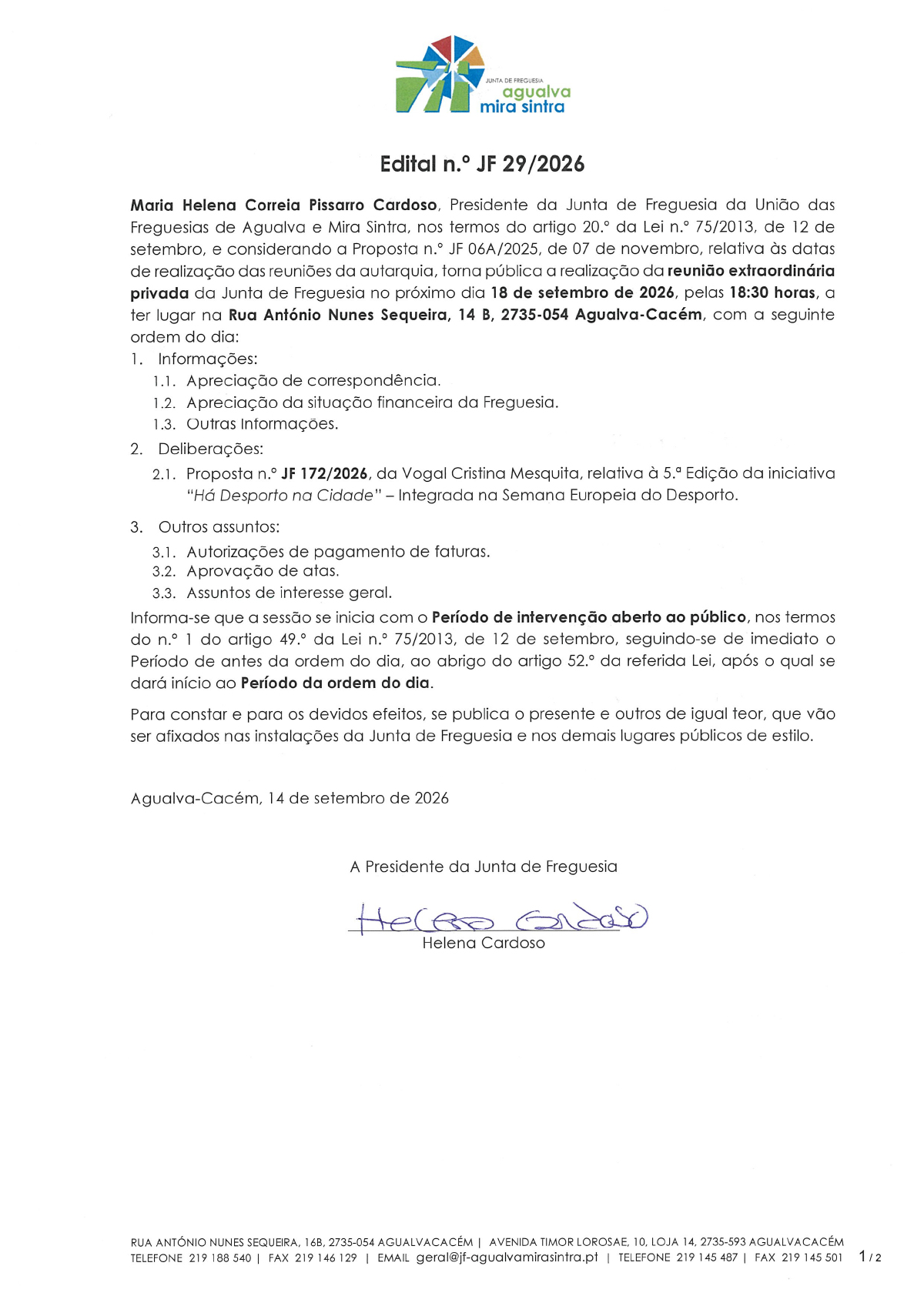 Edital n.º JF 23/2026 Edital n.º JF 29/2026