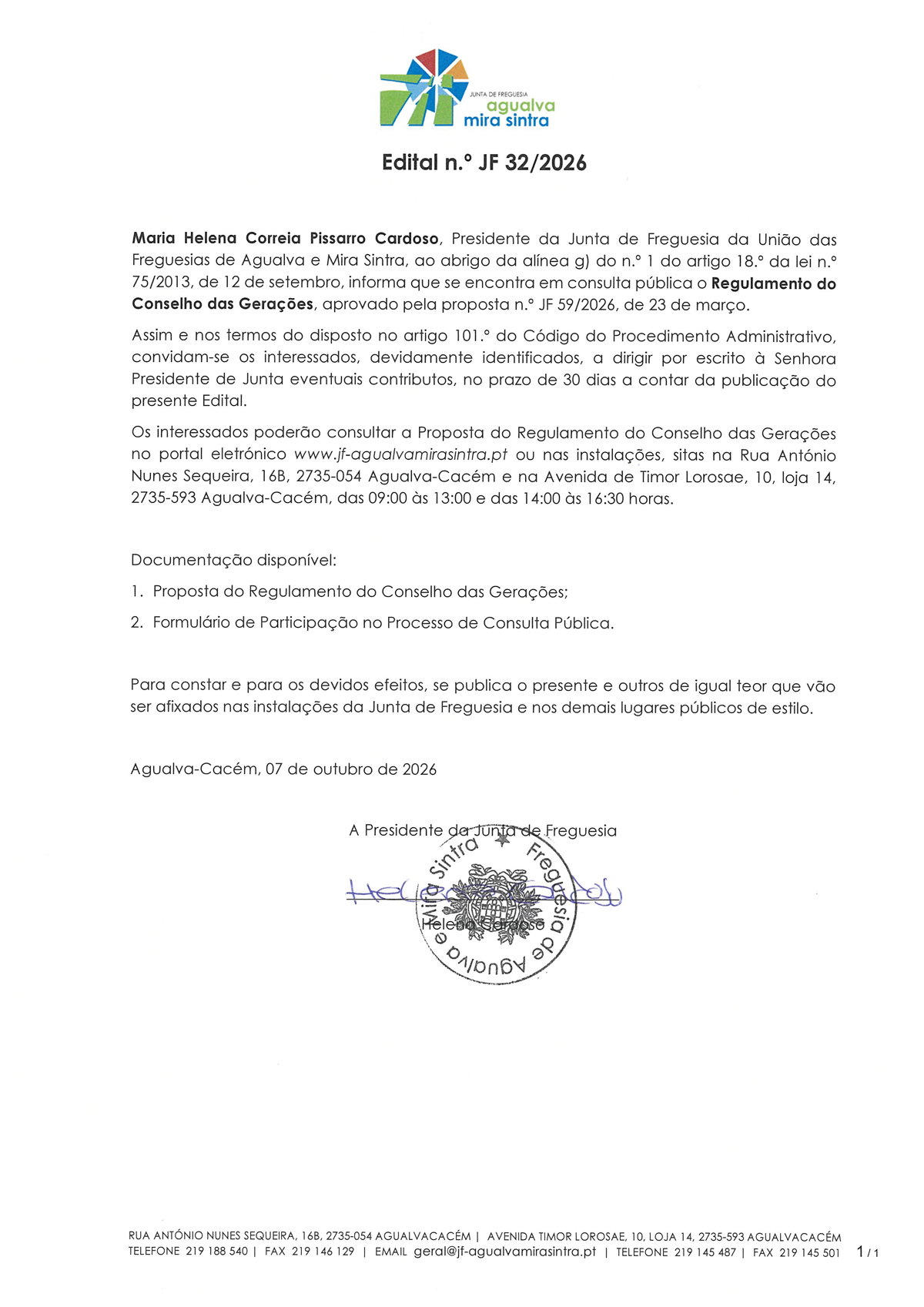 Edital n.º JF 32/2026