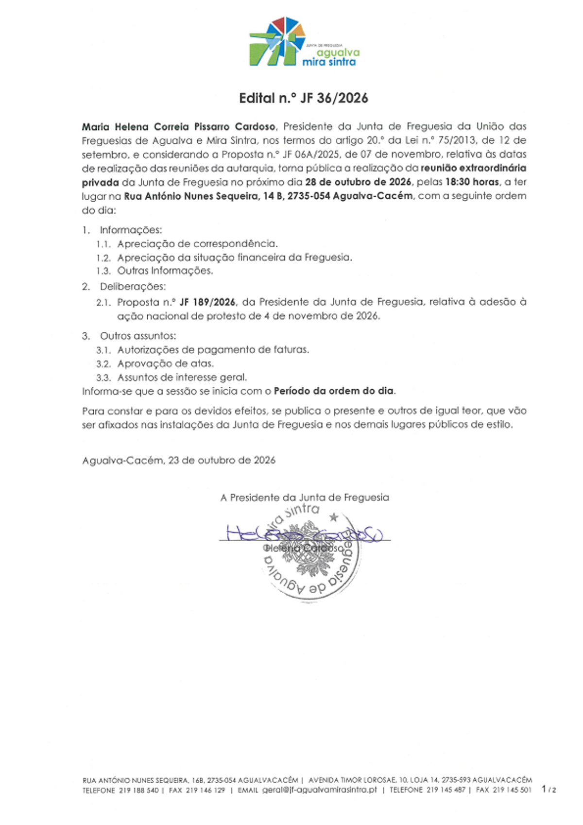 Edital n.º JF 36/2026